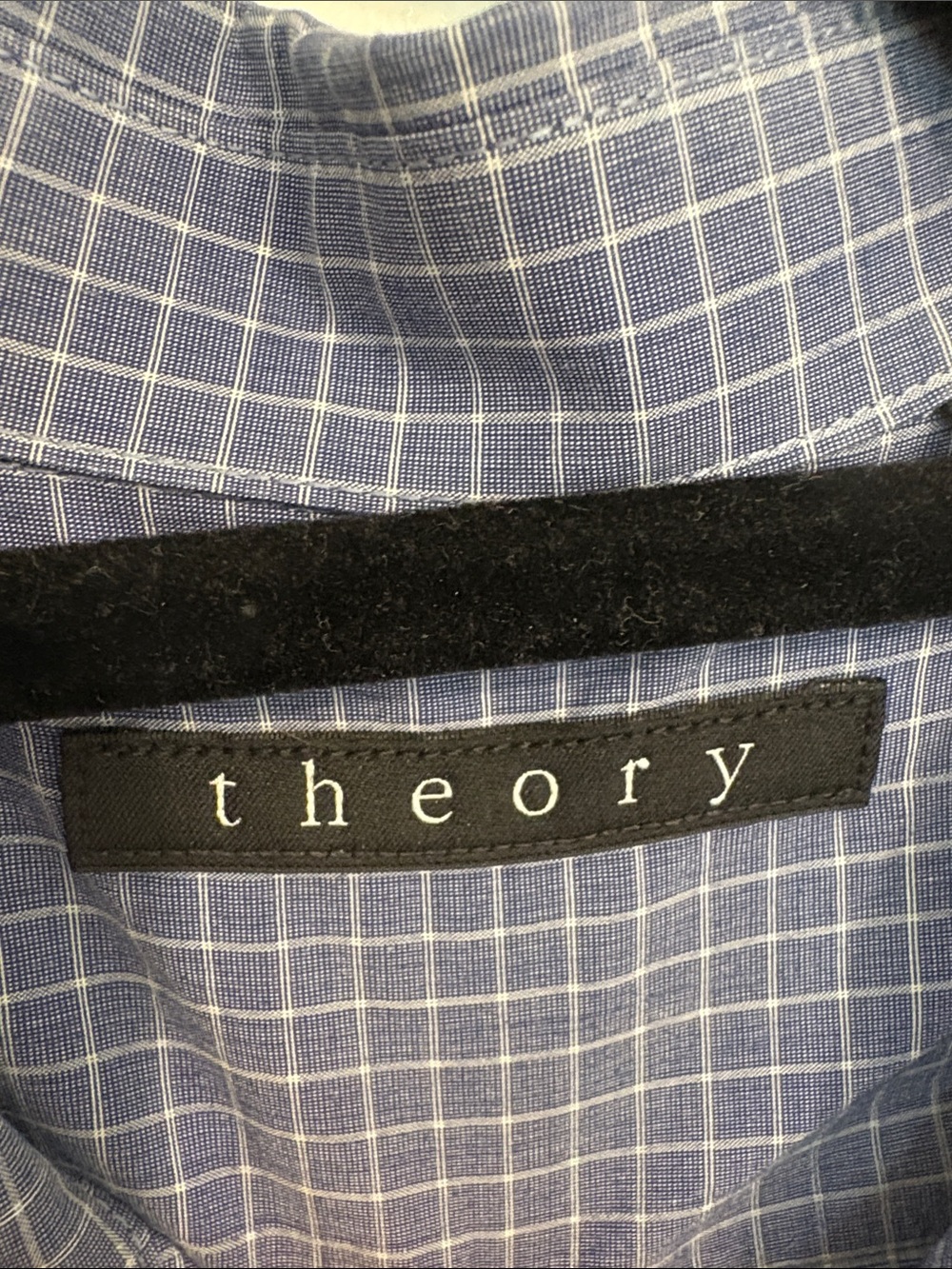 Theory Men's Blue Micro-Check Dress Shirt - Picture 2 of 7